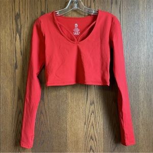 BuffBunny Cross my Heart Top Small Red Long Sleeve